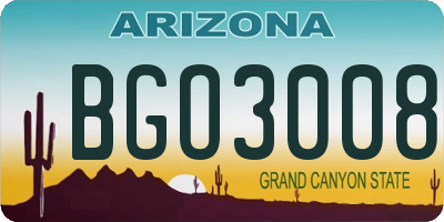 AZ license plate BGO3008