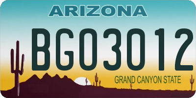 AZ license plate BGO3012
