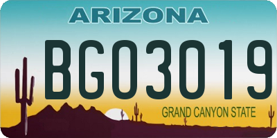 AZ license plate BGO3019