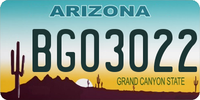AZ license plate BGO3022