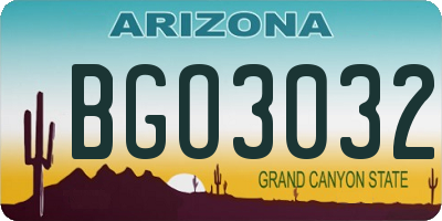 AZ license plate BGO3032