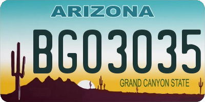 AZ license plate BGO3035