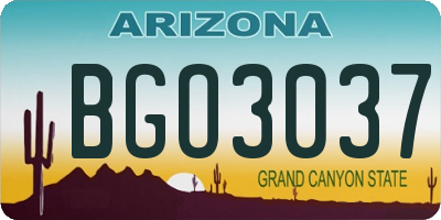 AZ license plate BGO3037