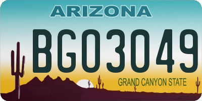 AZ license plate BGO3049