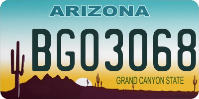 AZ license plate BGO3068