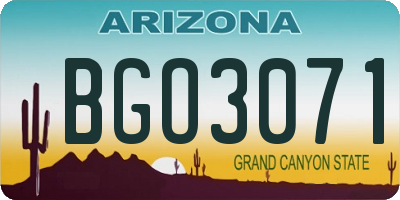 AZ license plate BGO3071