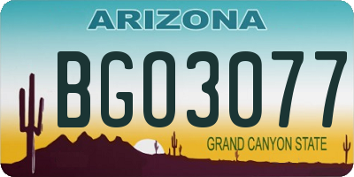 AZ license plate BGO3077