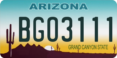 AZ license plate BGO3111