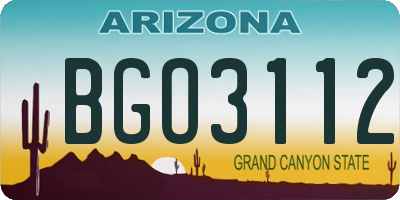 AZ license plate BGO3112