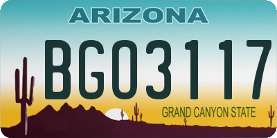AZ license plate BGO3117