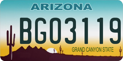 AZ license plate BGO3119