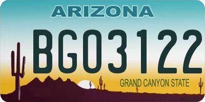 AZ license plate BGO3122