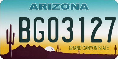 AZ license plate BGO3127