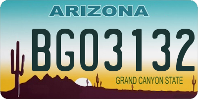 AZ license plate BGO3132