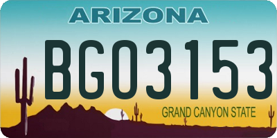 AZ license plate BGO3153