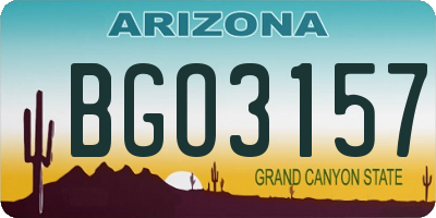 AZ license plate BGO3157