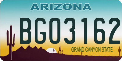 AZ license plate BGO3162