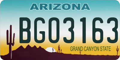 AZ license plate BGO3163