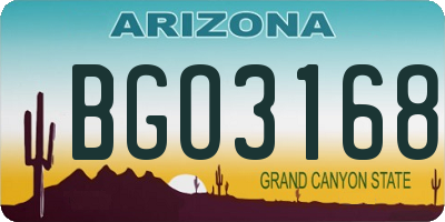 AZ license plate BGO3168
