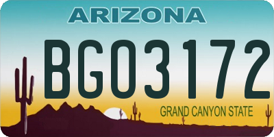 AZ license plate BGO3172