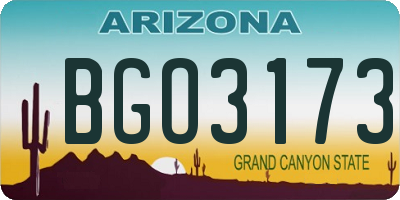 AZ license plate BGO3173