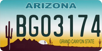 AZ license plate BGO3174