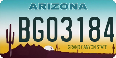 AZ license plate BGO3184