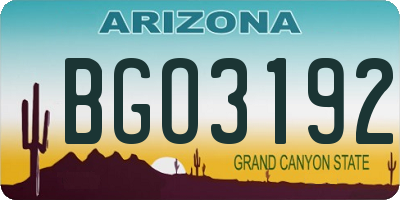 AZ license plate BGO3192