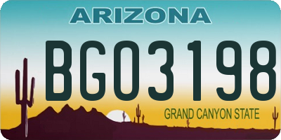 AZ license plate BGO3198
