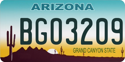 AZ license plate BGO3209