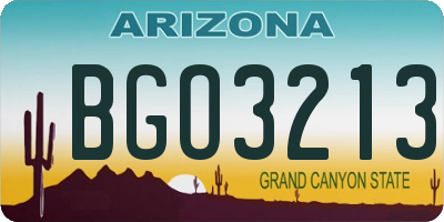 AZ license plate BGO3213