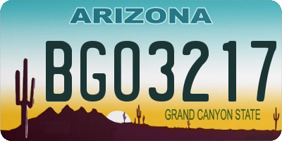 AZ license plate BGO3217
