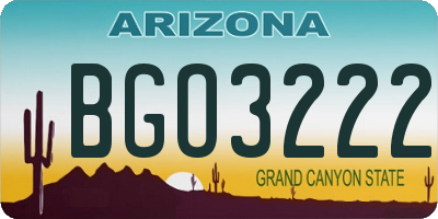 AZ license plate BGO3222