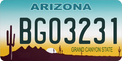 AZ license plate BGO3231