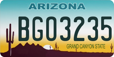 AZ license plate BGO3235