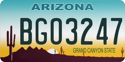 AZ license plate BGO3247