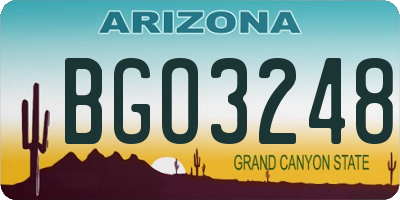 AZ license plate BGO3248
