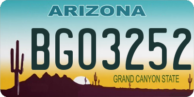 AZ license plate BGO3252
