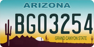 AZ license plate BGO3254