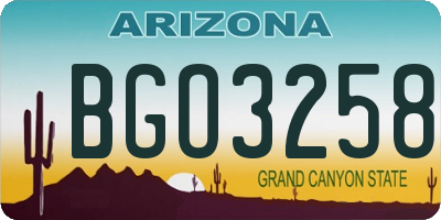 AZ license plate BGO3258