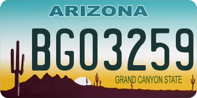 AZ license plate BGO3259