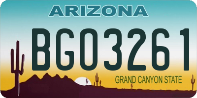 AZ license plate BGO3261