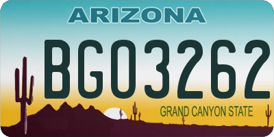 AZ license plate BGO3262