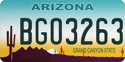 AZ license plate BGO3263
