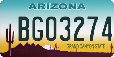 AZ license plate BGO3274