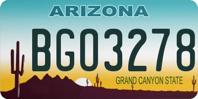 AZ license plate BGO3278