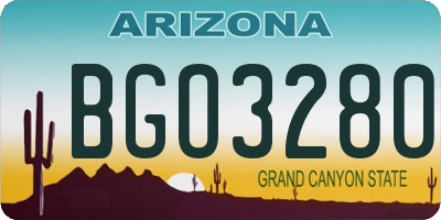 AZ license plate BGO3280