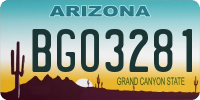 AZ license plate BGO3281