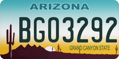 AZ license plate BGO3292