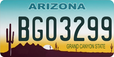 AZ license plate BGO3299